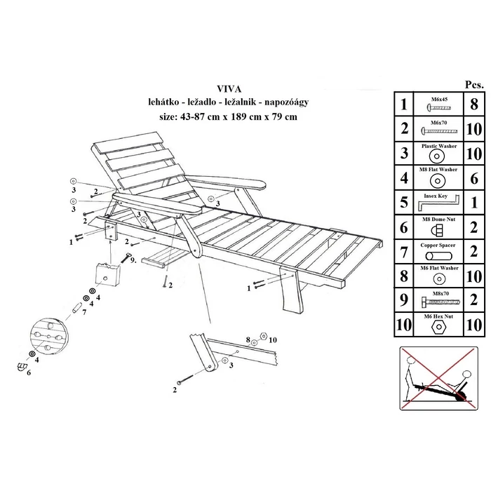 VIVA napozóágy italtartóval